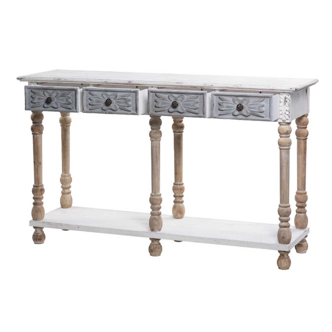 consola doble c/ 4 cajones y balda 142x39,5x87 cm