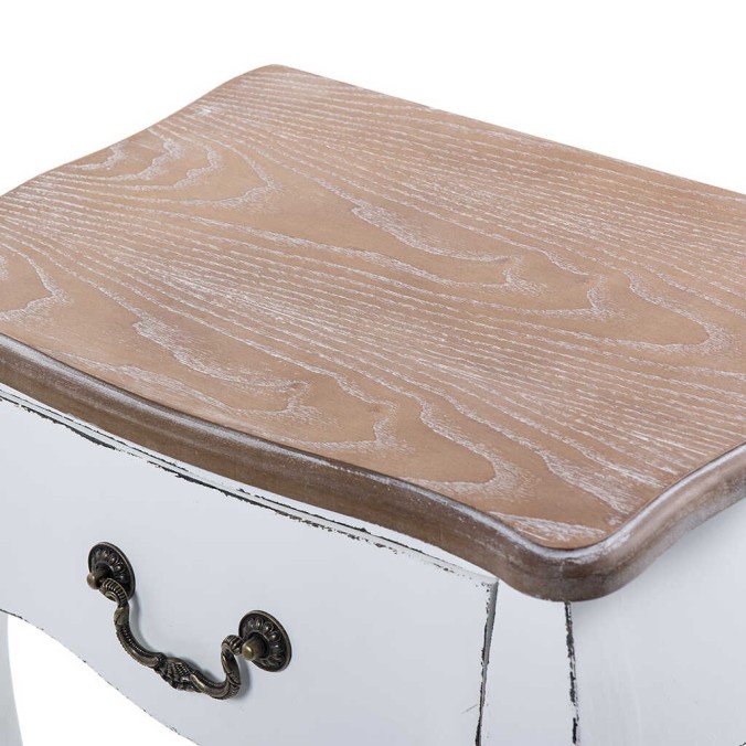 mesita 1 cajon madera blanco-natural 50x35x65 cm mesita 1 cajon madera blanco-natural 50x35x65 cm