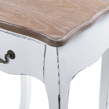 mesita 1 cajon madera blanco-natural 50x35x65 cm