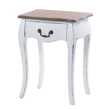 mesita 1 cajon madera blanco-natural 50x35x65 cm