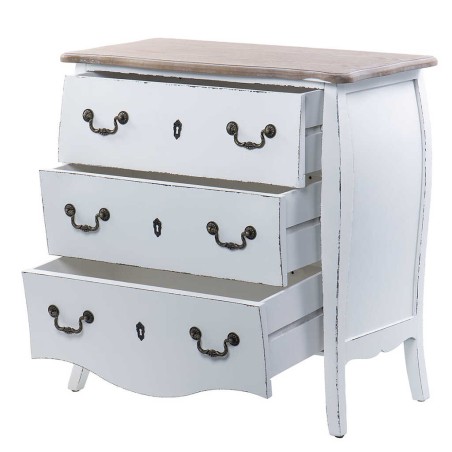 comoda 3 cajones blanco-natural 80x40x80 cm