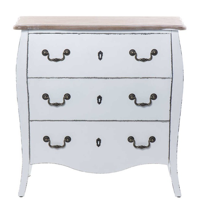 comoda 3 cajones blanco-natural 80x40x80 cm