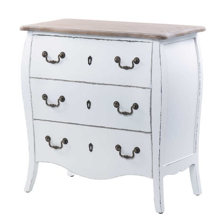 comoda 3 cajones blanco-natural 80x40x80 cm