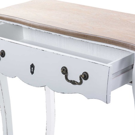 consola 1 cajon madera blanco-natural 90x35x75 cm