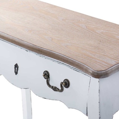 consola 1 cajon madera blanco-natural 90x35x75 cm