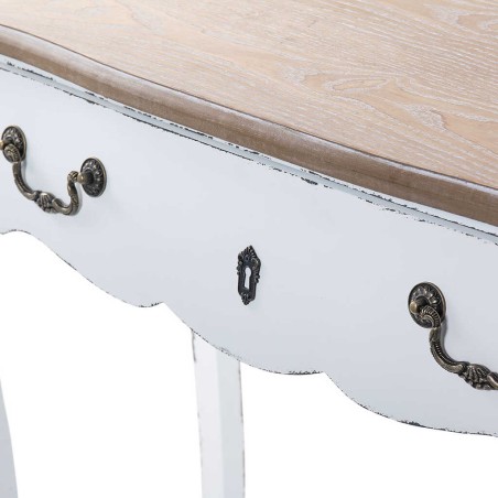 consola 1 cajon madera blanco-natural 90x35x75 cm