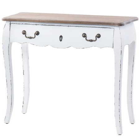 consola 1 cajon madera blanco-natural 90x35x75 cm