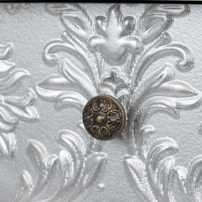 consola madera blanca-plata tallada 80x30x80 cm