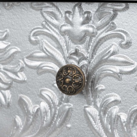 consola madera blanca-plata tallada 80x30x80 cm