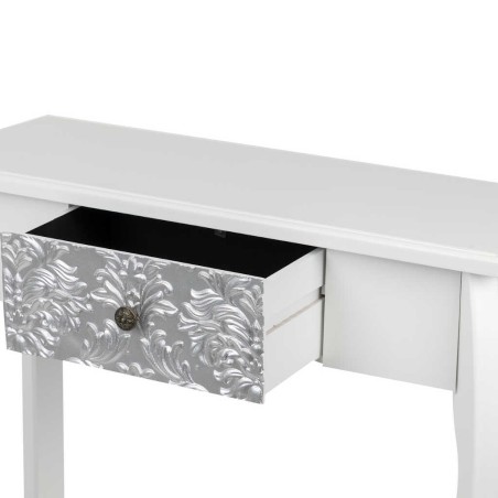 consola madera blanca-plata tallada 80x30x80 cm