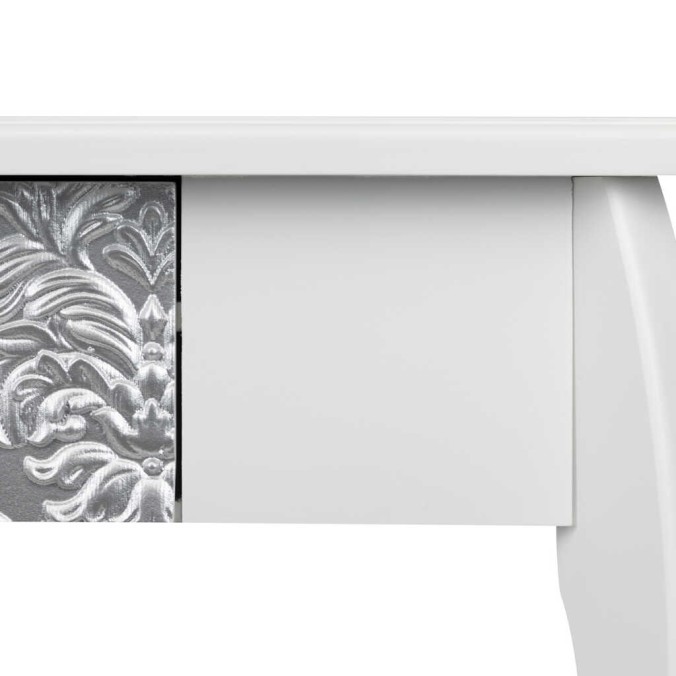 consola madera blanca-plata tallada 80x30x80 cm