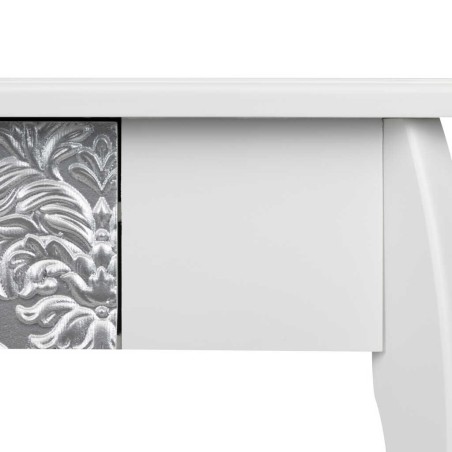 consola madera blanca-plata tallada 80x30x80 cm