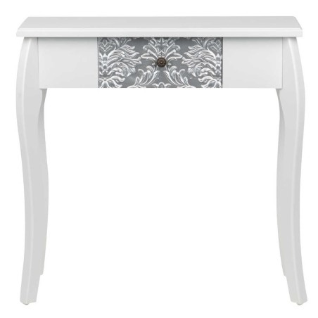 consola madera blanca-plata tallada 80x30x80 cm