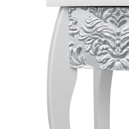consola madera blanca-plata tallada 100x30x80 cm