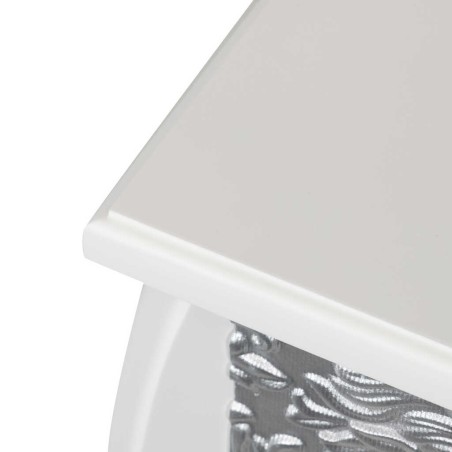 consola madera blanca-plata tallada 100x30x80 cm