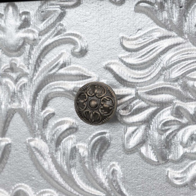 consola madera blanca-plata tallada 100x30x80 cm