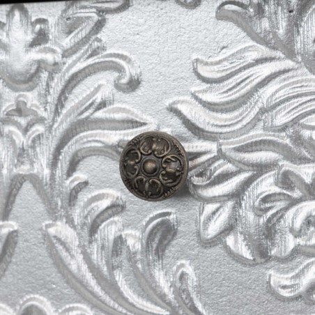 consola madera blanca-plata tallada 100x30x80 cm