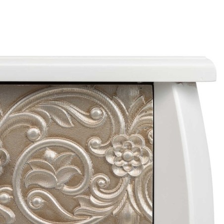 mesita madera blanca champagne tallada 45x35x70 cm