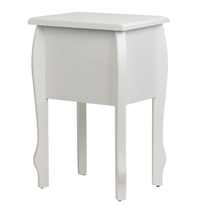 mesita madera blanca champagne tallada 45x35x70 cm
