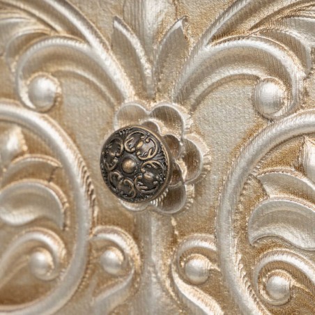 consola madera blanca champagne tallada 80x30x80cm