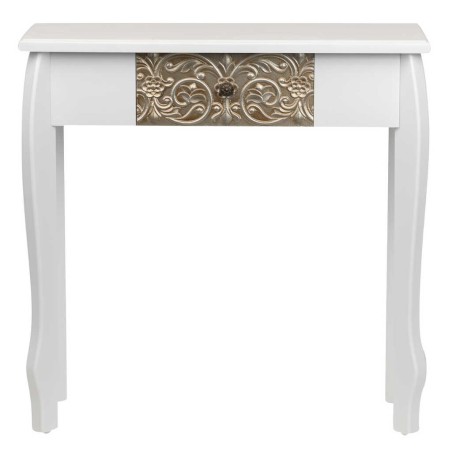 consola madera blanca champagne tallada 80x30x80cm