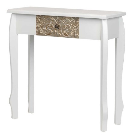 consola madera blanca champagne tallada 80x30x80cm
