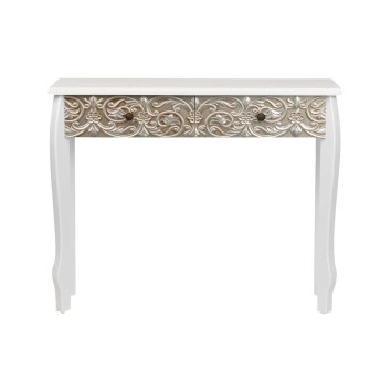 consola blanca champagne tallada 100x30x80 cm