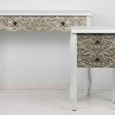 consola blanca champagne tallada 100x30x80 cm