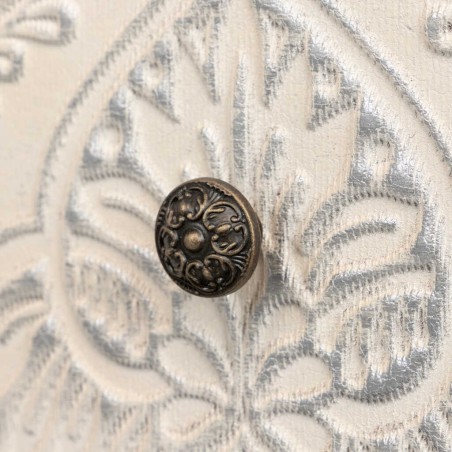 mesita blanco biege plata tallada 45x35x70 cm