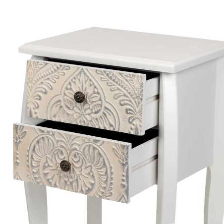 mesita blanco biege plata tallada 45x35x70 cm