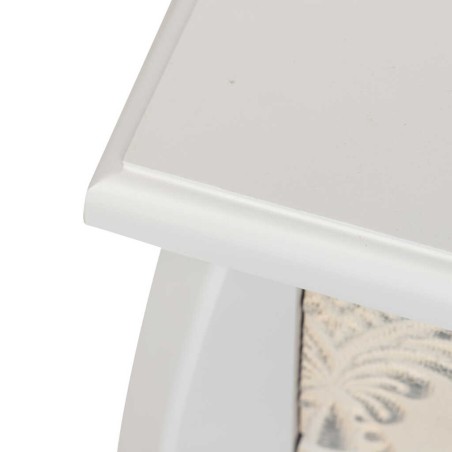 mesita blanco biege plata tallada 45x35x70 cm