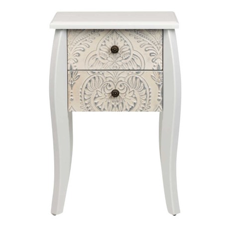 mesita blanco biege plata tallada 45x35x70 cm