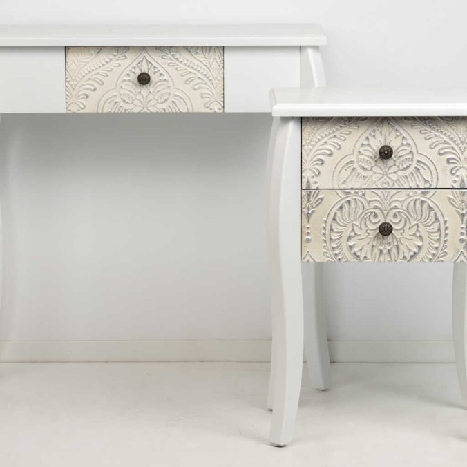 mesita blanco biege plata tallada 45x35x70 cm mesita blanco biege plata tallada 45x35x70 cm