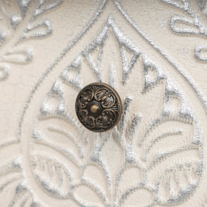 consola blanca plata beige tallada 80x30x80 cm