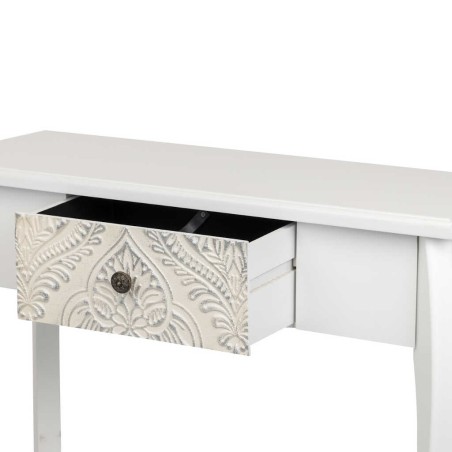 consola blanca plata beige tallada 80x30x80 cm