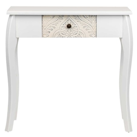 consola blanca plata beige tallada 80x30x80 cm