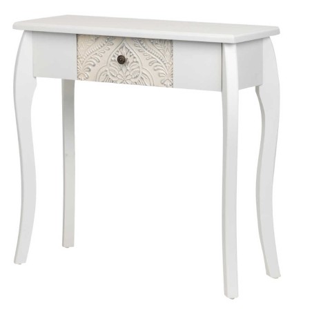 consola blanca plata beige tallada 80x30x80 cm