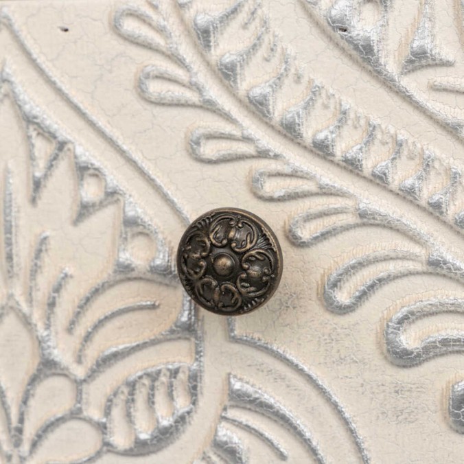 consola blanca beige plata tallada 100x30x80 cm