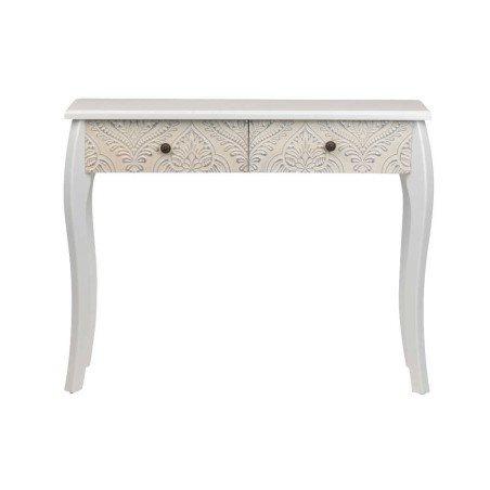 consola blanca beige plata tallada 100x30x80 cm