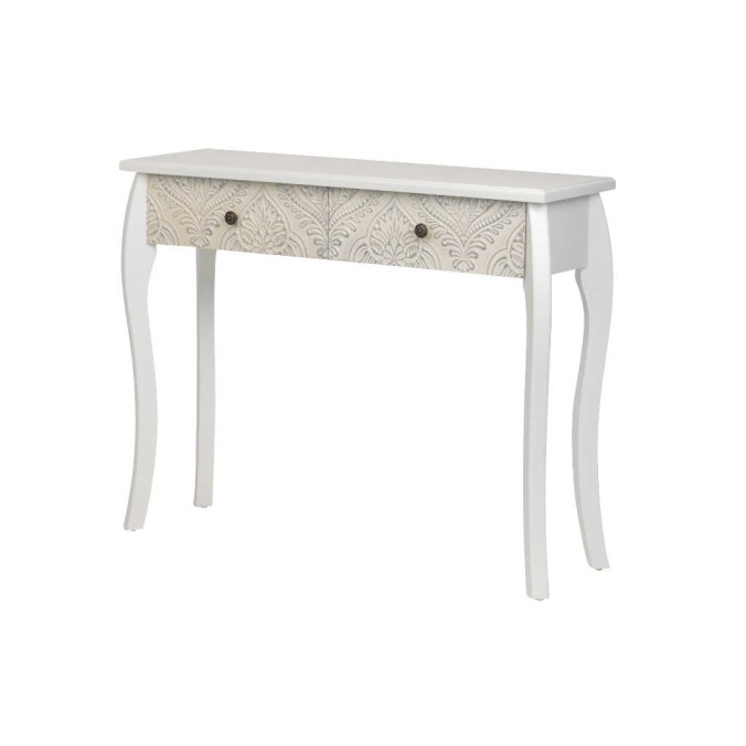 consola blanca beige plata tallada 100x30x80 cm