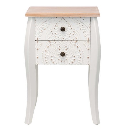 mesita madera tallada blanco-natural 45x35x70 cm