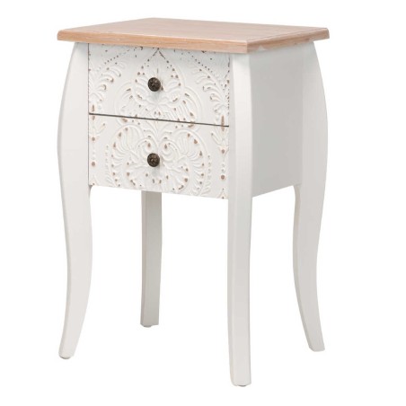 mesita madera tallada blanco-natural 45x35x70 cm