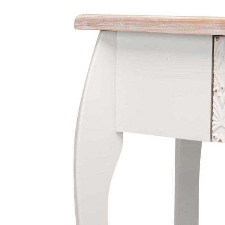 consola madera tallada blanca-natural 80x30x80 cm