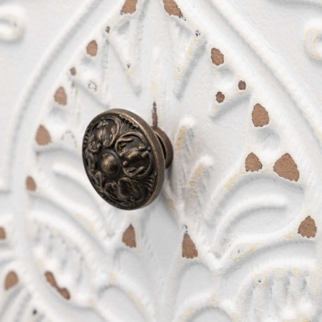 consola madera tallada blanca-natural 80x30x80 cm