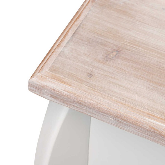 consola madera tallada blanca-natural 80x30x80 cm