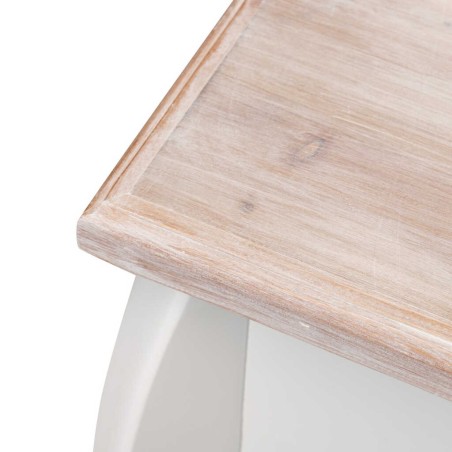 consola madera tallada blanca-natural 80x30x80 cm