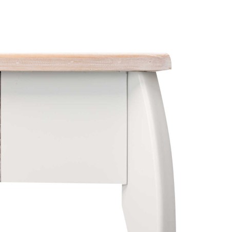 consola madera tallada blanca-natural 80x30x80 cm