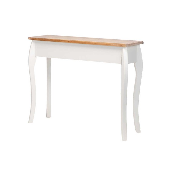 consola madera tallada blanca-natural 100x30x80 cm