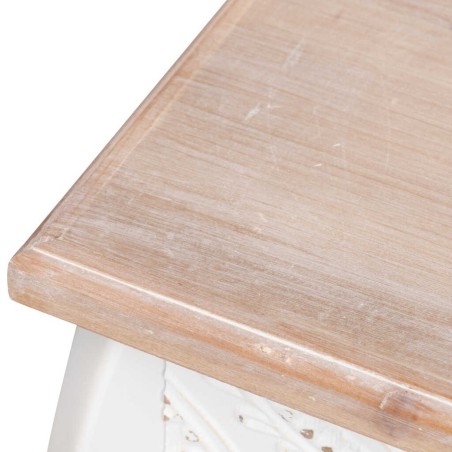 consola madera tallada blanca-natural 100x30x80 cm