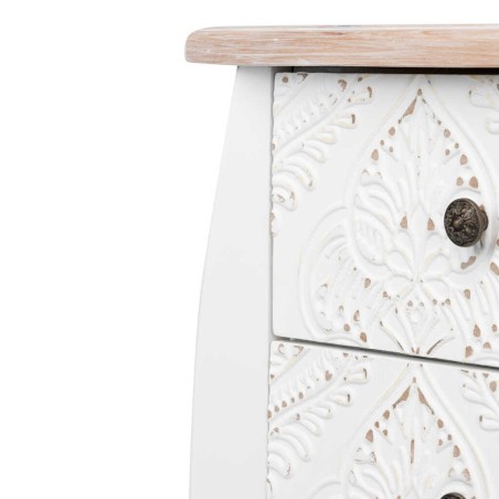 comoda madera tallada blanca-natural 100x40x90 cm